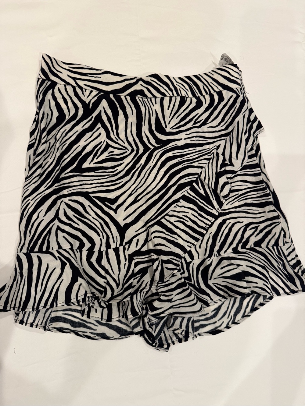 Zara Zebra Print Ruffle Hem Skort - Black & White